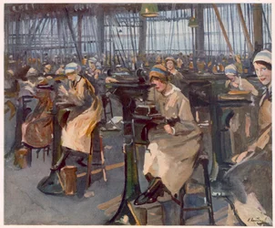 Frauen arbeiten in einer Fabrik, Newcastle, aus British Artists at the Front, Fortsetzung der Westfront, 1918